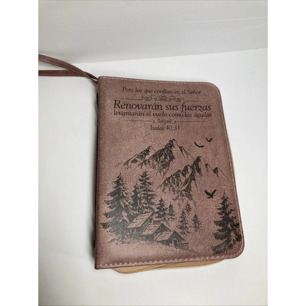 Spanish Bible Cover Bag Faux Leather 7x10 inch Isaiah 40:31 en Espanol